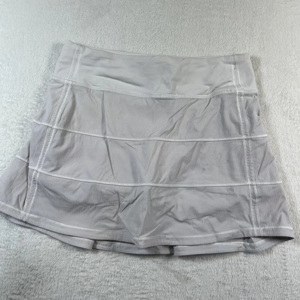 Lululemon Skort Womens 2 Tall Gray Athletic Running Tennis Lined Zip Pocket